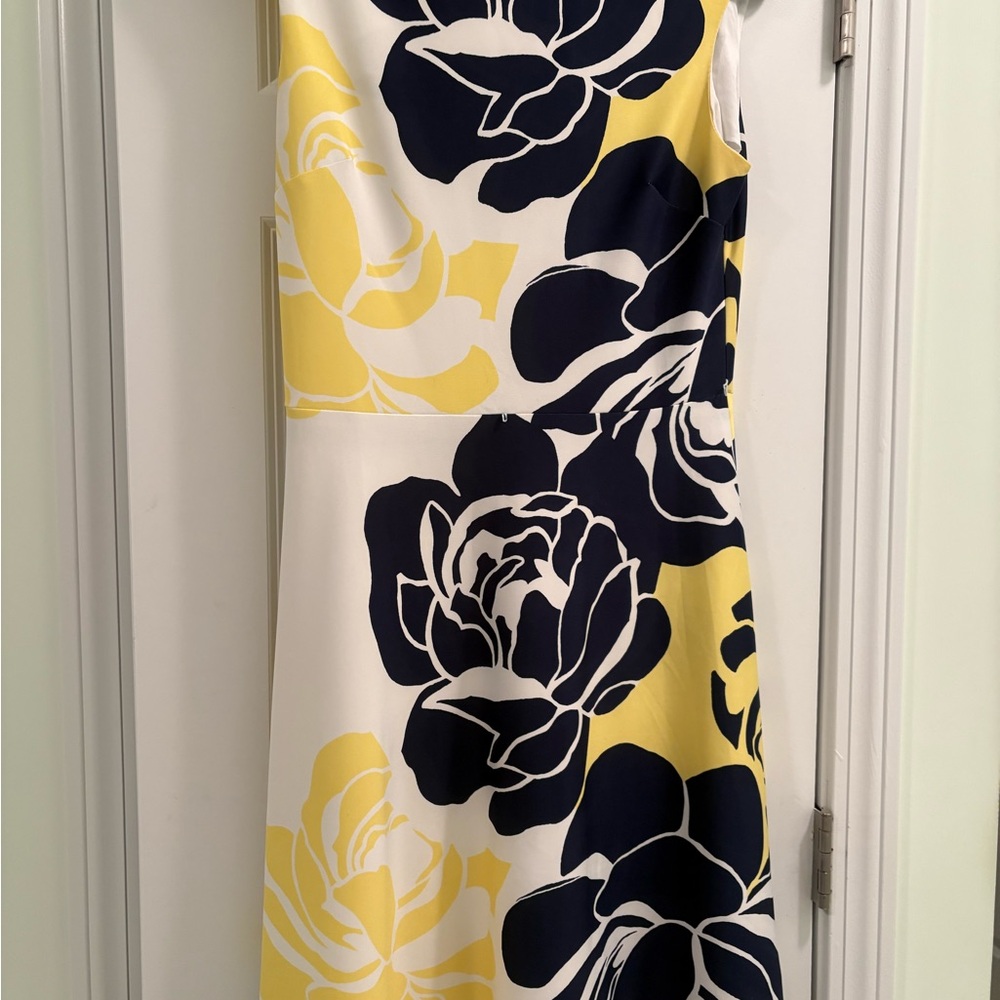Sandra Darren Black and White Sheath Midi Dress Sleeveless Wedding Guest